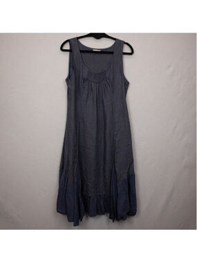 Lina Tomei navy sleeveless midi dress-M